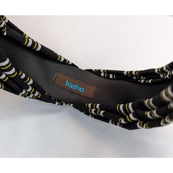 Tasha Padded Headband Black Gold White Fashion Hair Accessory - Picture 3 of 8